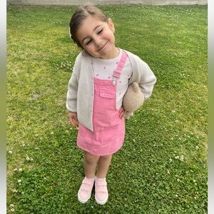 Zara Toddler Denim Pinafore Dress- barbie pink